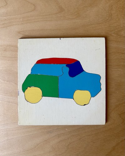 Vintage wooden car jigsaw - car,