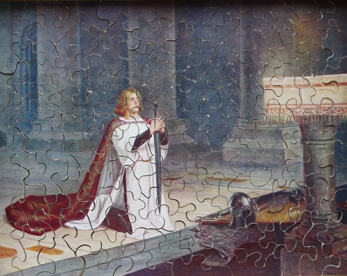 Vintage hand cut wooden jigsaw